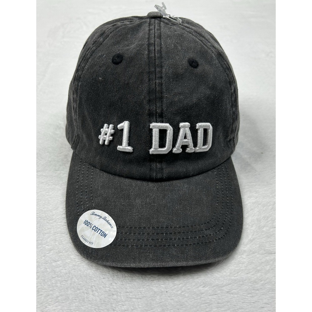 New Tommy Bahama #1 Dad Baseball Cap Hat Gray Adjustable 100% Cotton